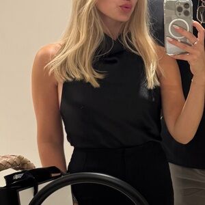 Black Satin Sleeveless Top